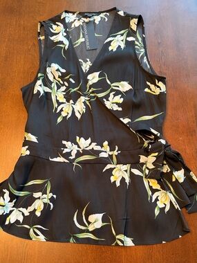 Banana Republic Brand New Black Floral Wrap Tank.